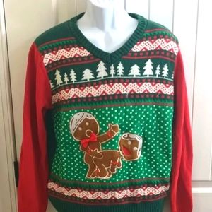 Spencer's Ugly Christmas Sweater Lights Naughty Gingerbread Adult LARGE